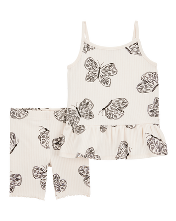 Toddler 2-Piece Butterfly Tank & Bike Short Set - Ivory, 