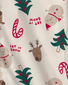 Adultes Pyjama ample 2 pi&egrave;ces en molleton &agrave; th&egrave;me de No&euml;l &ndash; Cr&egrave;me, image 2 sur 2 diapositives