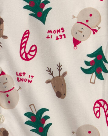 Adult 2-Piece Christmas Icon Fleece Loose Fit Pyjama Set - Cream, 