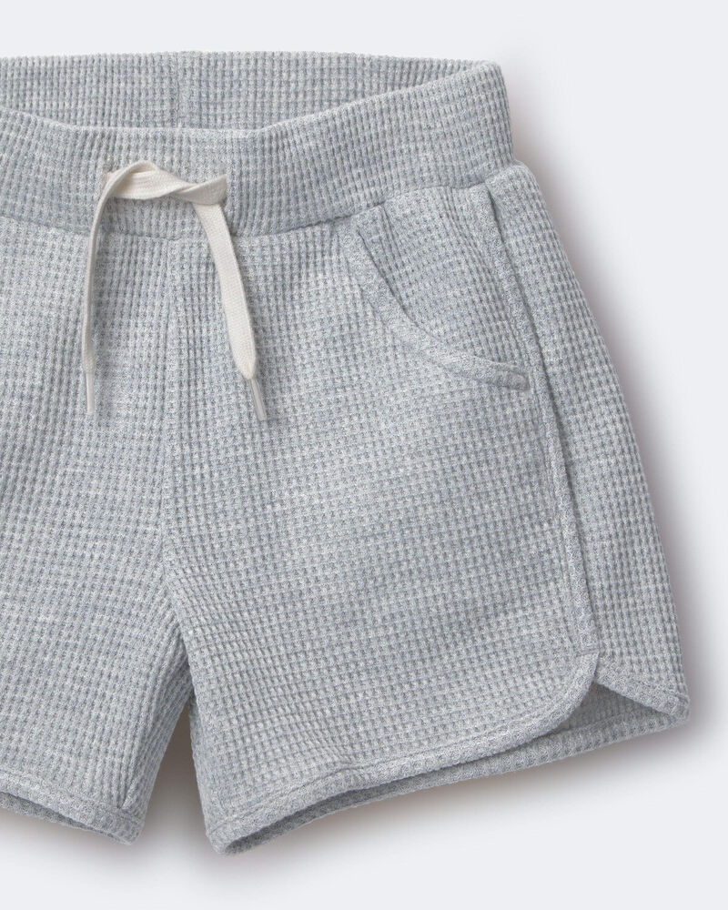 Toddler Waffle Knit Dolphin-Hem Short - Heather Grey, image 6 of 6 slides