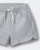 Toddler Waffle Knit Dolphin-Hem Short - Heather Grey, image 6 of 6 slides