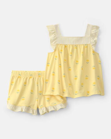 Toddler Girl Floral Sleeveless Loose Fit 2-Piece Pyjama Set - Yellow, 