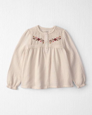 Filles - Haut en gaze de coton biologique avec broderie, 