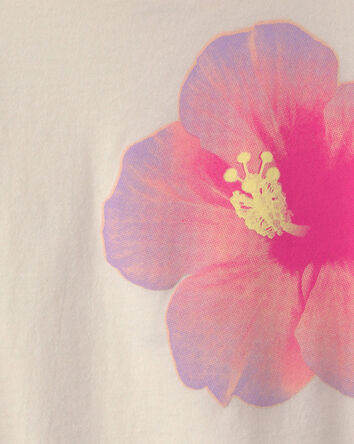 Filles - T-shirt &agrave; imprim&eacute; de fleur tropicale - Ivoire, 