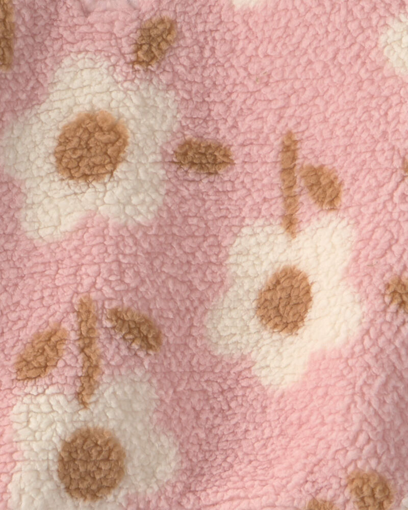 Filles - Ensemble 2 pi&egrave;ces &agrave; superposer en molleton teddy &agrave; motif floral &ndash; Rose, image 3 sur 4 diapositives