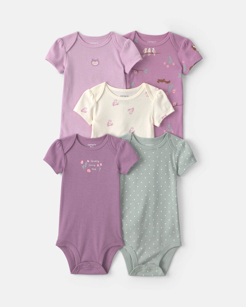 Baby Girl 5-Pack Floral Short-Sleeve Bodysuits, image 1 of 7 slides
