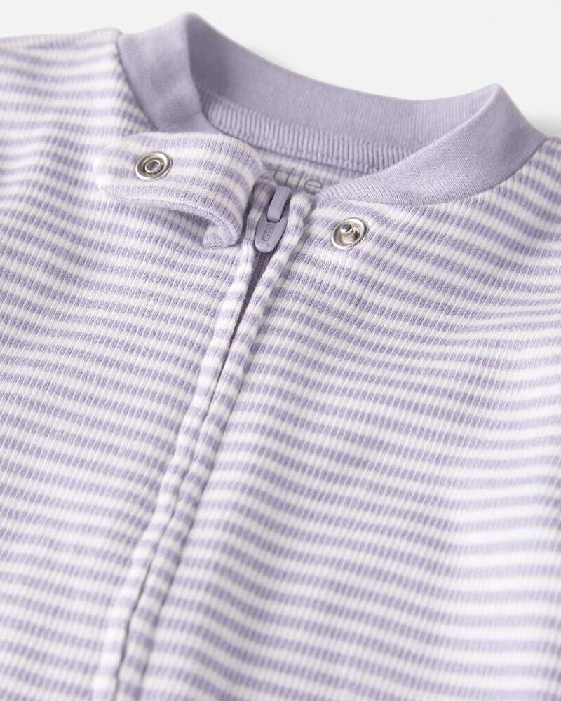 Baby Girl Organic Cotton Striped Sleeper Pyjamas, image 2 of 4 slides