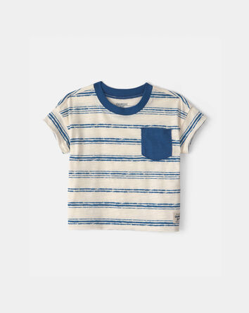 Baby Boy Stripe Pocket Tee - Blue/Ivory, 