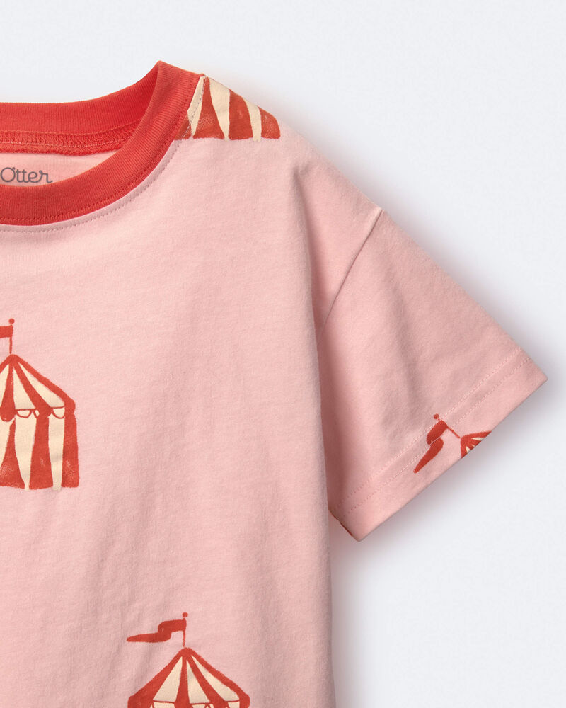 Toddler Girl Relaxed Graphic Tee in Big Top Print - Light Pink, image 3 of 6 slides