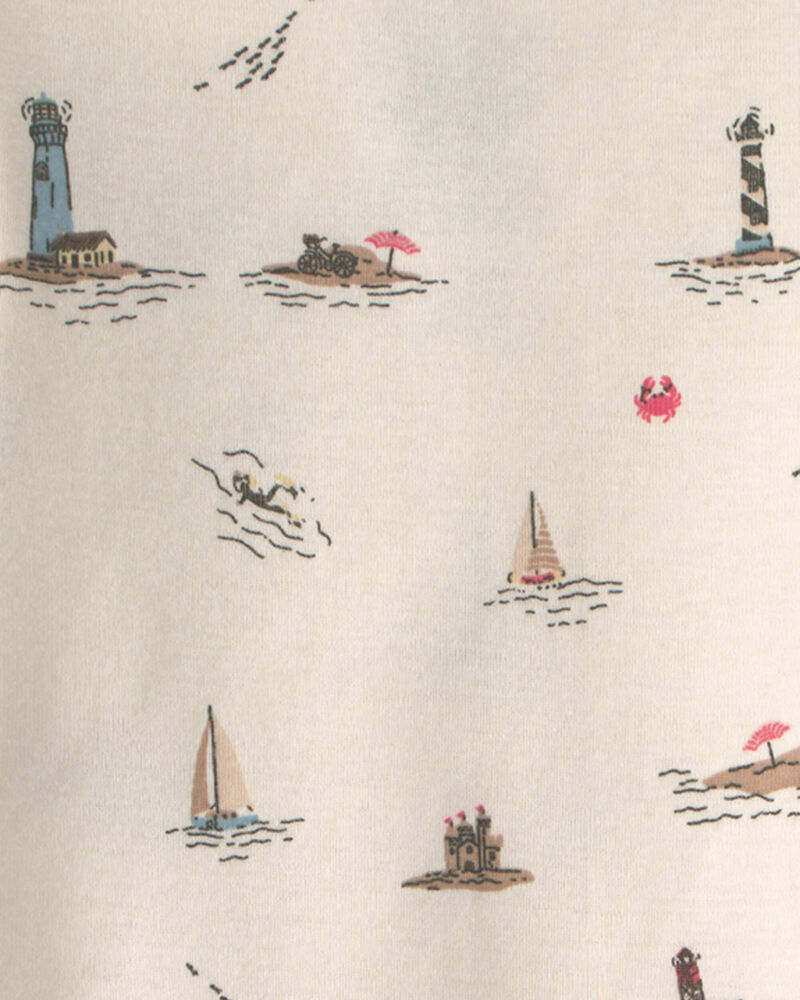 B&eacute;b&eacute; - Pyjamas 2 pi&egrave;ces en coton biologique &agrave; motif Vacances &agrave; la mer, image 3 sur 3 diapositives