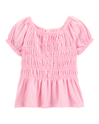 Enfant en bas âge Haut à smocks à manches courtes - Rose, image 1 sur 3 diapositives
