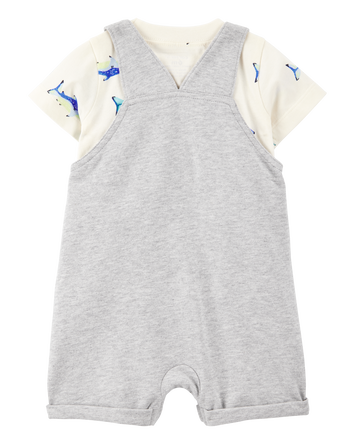 Baby 2-Piece Shark Tee & Shortall Set - Grey, 