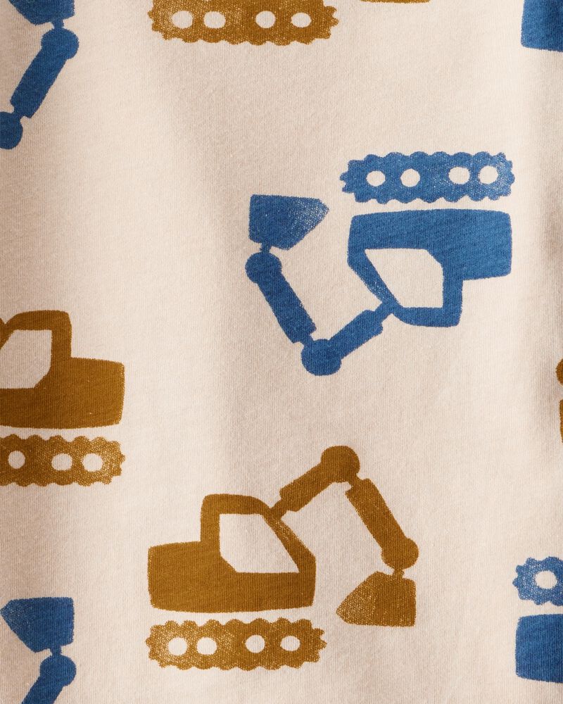 Baby Boy Construction Print Long-Sleeve Graphic Tee - Beige, image 2 of 3 slides