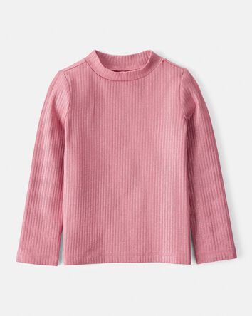 Toddler Girl Shimmer Rib Mock Neck Top - Pink, 