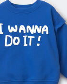 Toddler 'I Wanna Do It!' Layered Pullover Sweatshirt - Royal Blue, image 6 of 6 slides