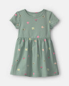 Toddler Girl Butterfly Short-Sleeve Dress - Green, image 1 of 4 slides