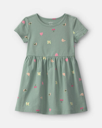 Toddler Girl Butterfly Short-Sleeve Dress - Green, 