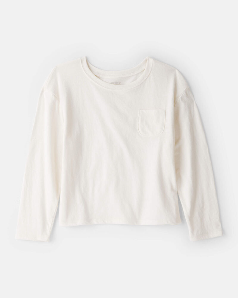 Filles - T-shirt &agrave; poche - Blanc, image 1 sur 2 diapositives