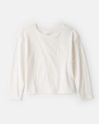 Filles - T-shirt &agrave; poche - Blanc, image 1 sur 2 diapositives