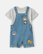Toddler 2-Piece Pixar&copy; Toy Story Denim Overall Set - Medium Wash, image 1 of 5 slides