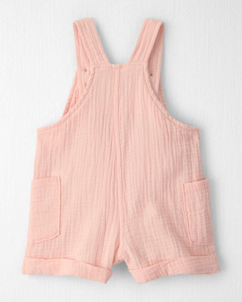 Baby Girl Gauze Sleeveless Shortall in Pink, image 3 of 5 slides