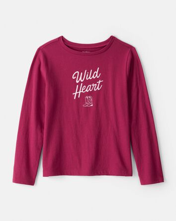 Girls Wild Heart Long-Sleeve Graphic Tee - Red, 