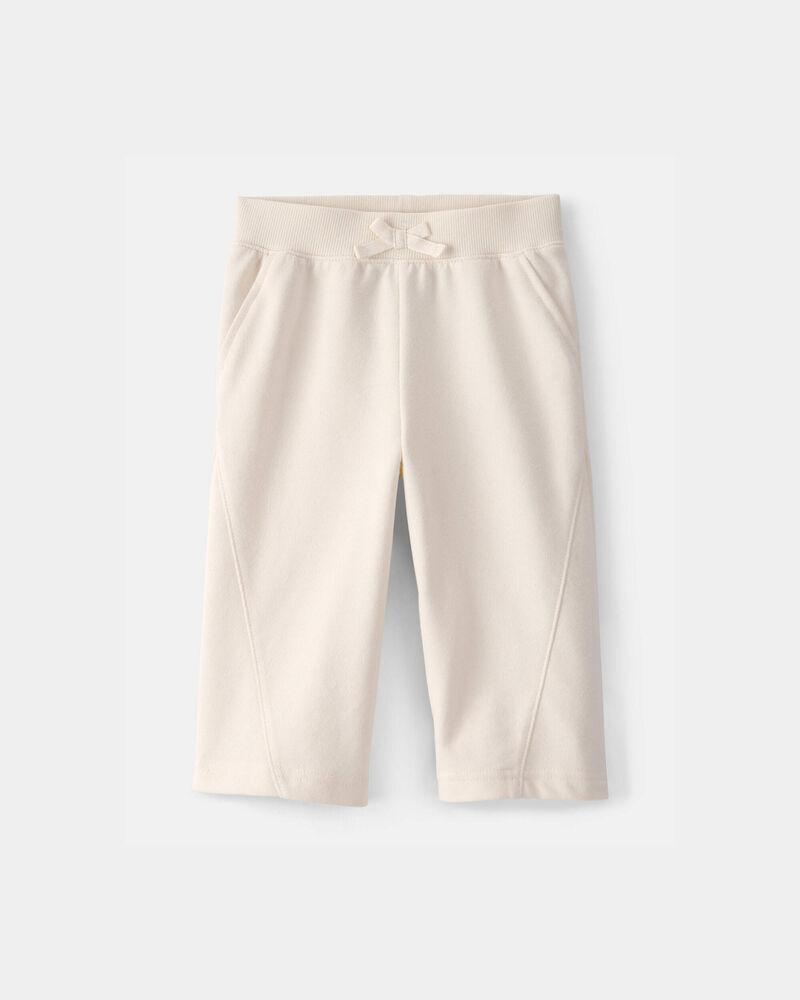 Baby Girl French Terry Wide-Leg Active Pants - Ivory, image 1 of 4 slides