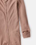 Baby Solid PurelySoft Long-Sleeve 2-Way Zip Sleeper - Brown, image 3 of 8 slides