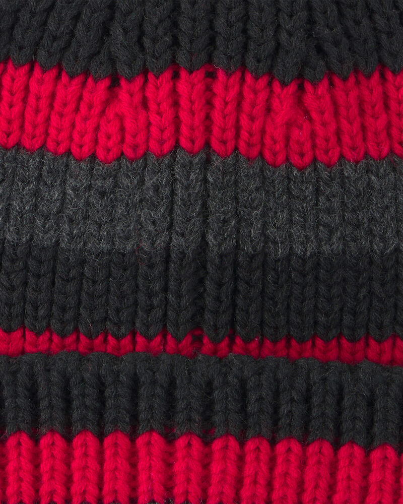 Boys Kombi Stripy Beanie Hat - Red, image 2 of 2 slides