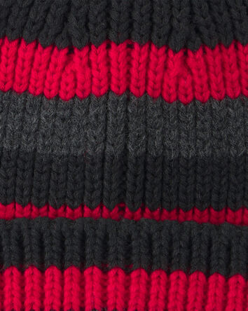 Boys Kombi Stripy Beanie Hat - Red, 