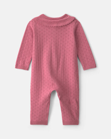 B&eacute;b&eacute; fille - Combinaison manches longues &agrave; motif ajour&eacute; &ndash; Rose, 