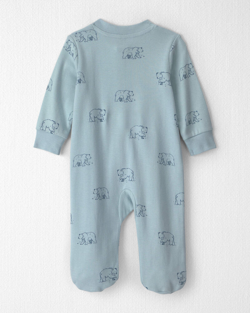 Baby Organic Cotton Sleeper in Blue Bears, image 2 of 5 slides