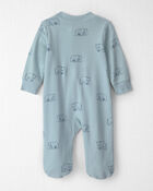 Baby Organic Cotton Sleeper in Blue Bears, image 2 of 5 slides