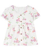 Toddler Butterfly Print Button-Front Top, image 1 of 3 slides