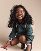 Toddler Girl Long-Sleeve Hooded Sweatshirt Dress - Green, image 5 of 7 slides