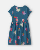 Girls Floral Short-Sleeve Dress - Navy Blue, image 2 of 4 slides
