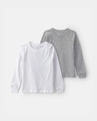 Boys 2-Pack Long-Sleeve Undershirts - Grey/White, image 1 of 4 slides