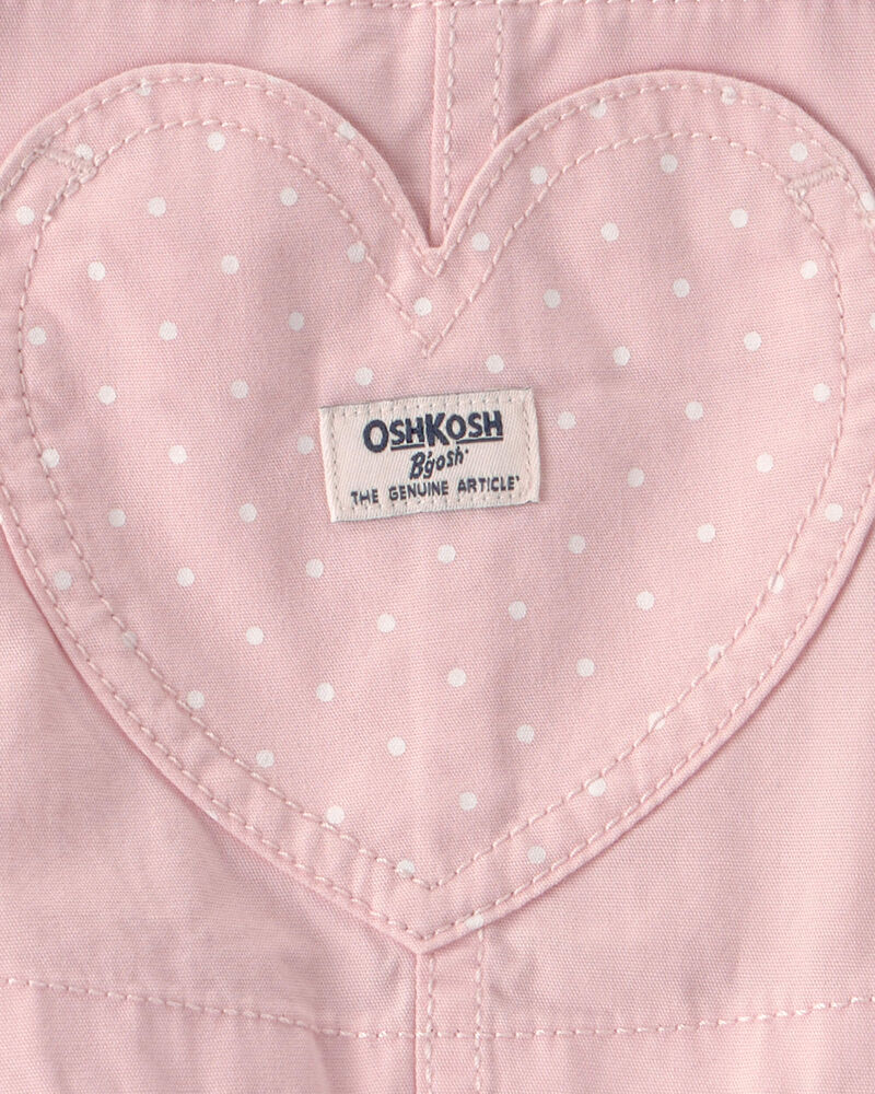 Tout-petit fille - Salopette courte en toile &agrave; poche c&oelig;ur - Rose, image 3 sur 3 diapositives
