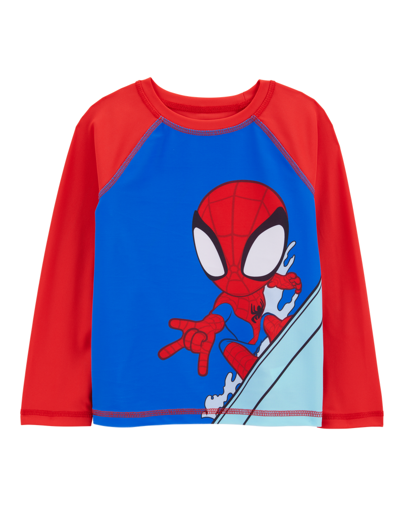 Toddler Boy Marvel&trade; Spider-Man Long-Sleeve Rashguard Swim Top - Red/Blue, image 1 of 2 slides