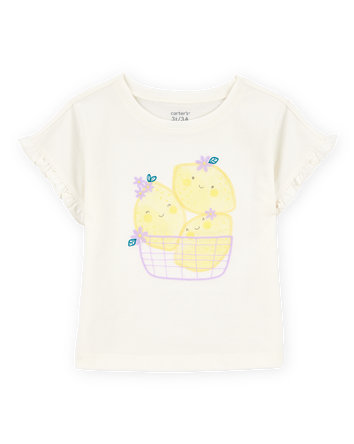 Toddler Short-Sleeve Lemon Fashion Top - Ivory, 