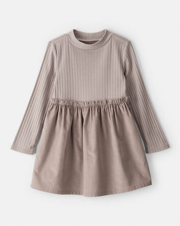 Toddler Girl Rib Knit Dress - Brown, 