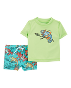 Baby Boy 2-Piece Iguana Rashguard & Swim Trunks, image 1 of 3 slides