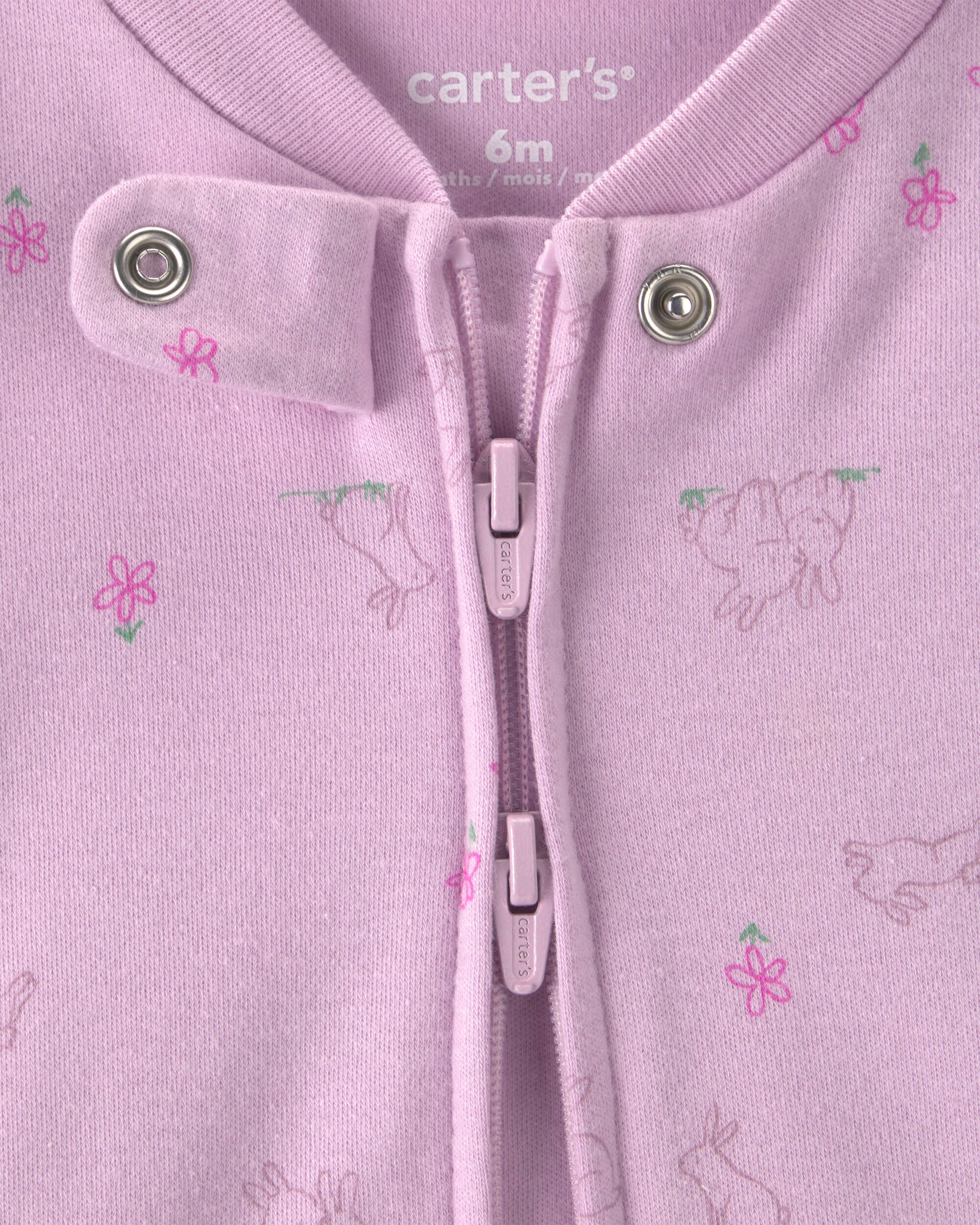 Baby Girl Bunny 100% Cotton 2-Way Zip Sleeper - Purple | Carter's