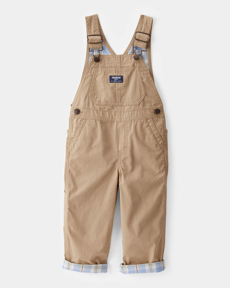 Toddler Lightweight Canvas Overalls - Khaki, image 1 of 4 slides