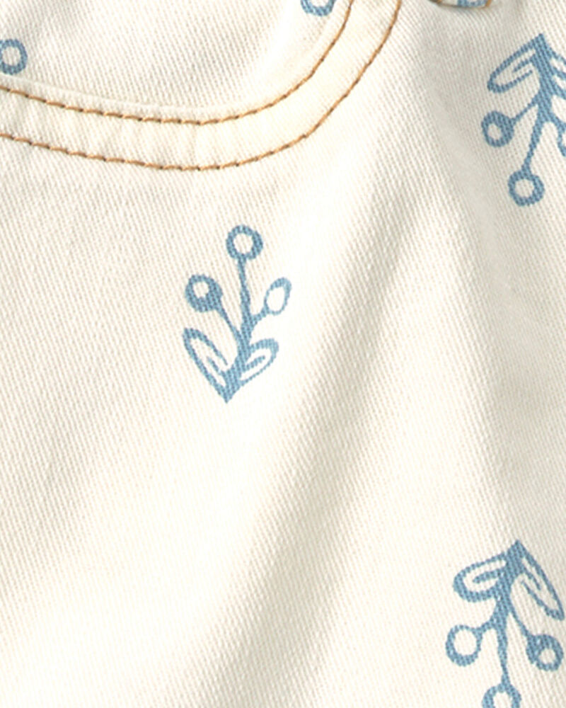 Baby Girl Floral Twill Shorts - Ivory, image 3 of 4 slides