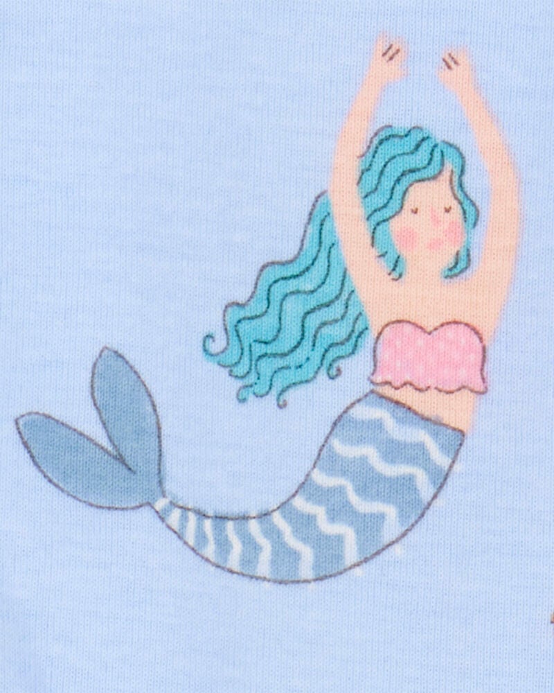 Toddler Mermaid Print Snug Fit Cotton 4-Piece Pyjamas, image 2 of 4 slides