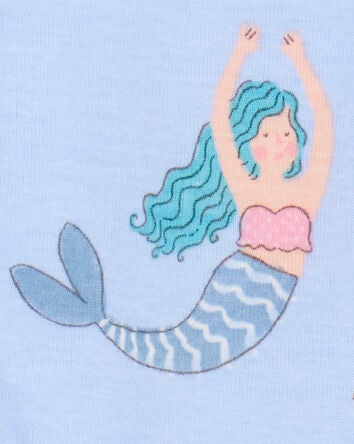 Toddler Mermaid Print Snug Fit Cotton 4-Piece Pyjamas, 
