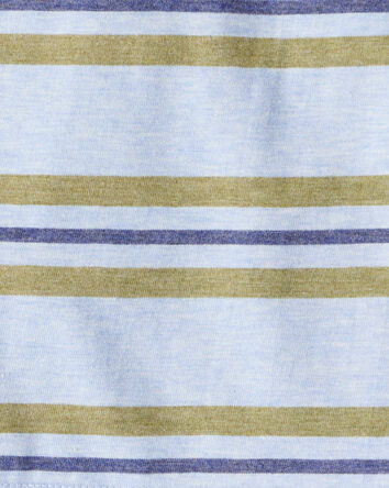 Baby Boy Striped Short-Sleeve Henley Tee - Blue, 