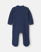 B&eacute;b&eacute; gar&ccedil;on - Grenouill&egrave;re en coton isotherme avec fermeture &agrave; glissi&egrave;re double sens &agrave; motif Y&eacute;ti &ndash; Bleu marine, image 2 sur 5 diapositives