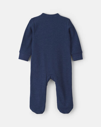 B&eacute;b&eacute; gar&ccedil;on - Grenouill&egrave;re en coton isotherme avec fermeture &agrave; glissi&egrave;re double sens &agrave; motif Y&eacute;ti &ndash; Bleu marine, 